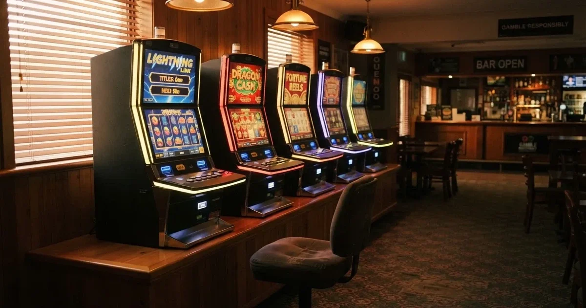 Electronic gaming machines inside a licensed pub in suburban Adelaide.