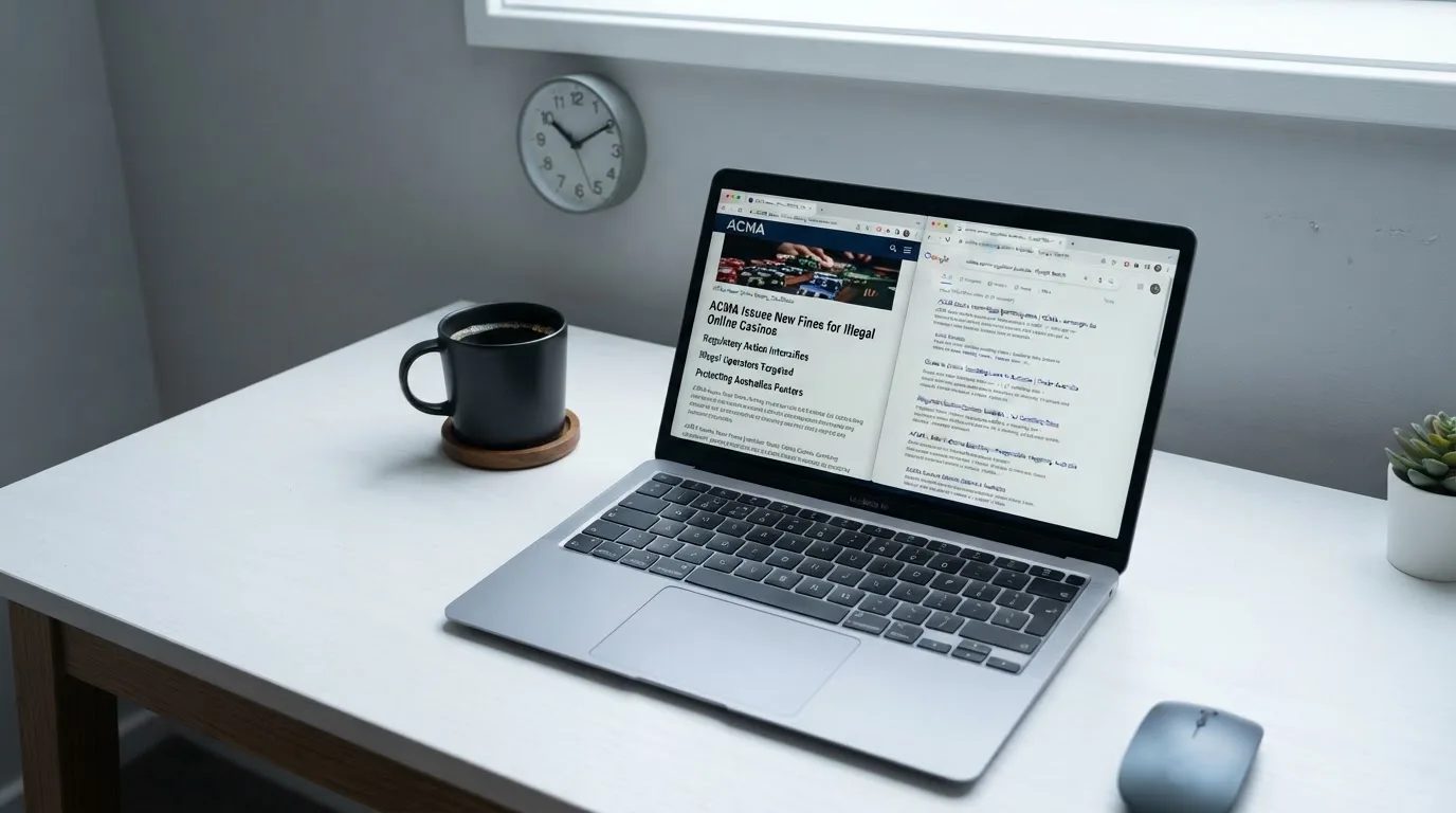 A laptop screen split between two browser tabs, one showing a comparison table and the other a search results page.