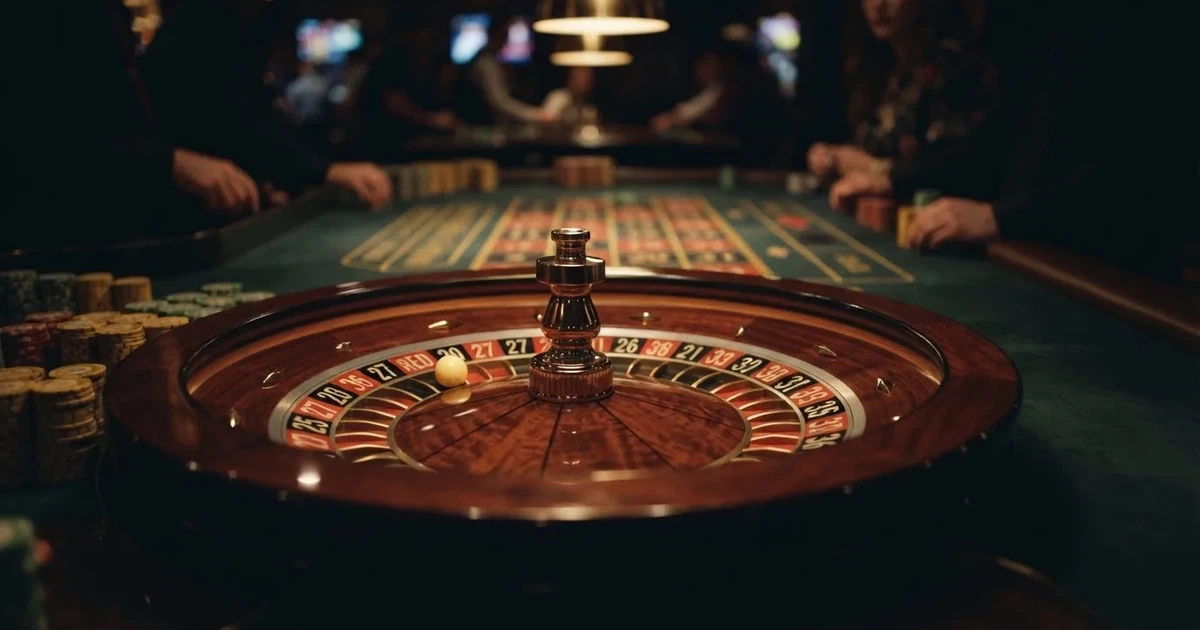 A close-up of a roulette wheel with the ball settling into a numbered pocket.